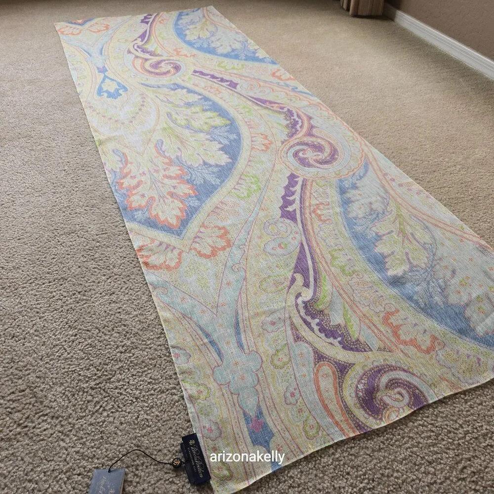 NWT Brooks Brothers Linen & Silk Oblong Scarf Lightweight Pastel
